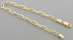14K YELLOW GOLD OVAL LINK CHAIN BRACELET 3.5mm
