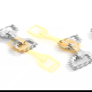CARTIER ANNEAUX DE PONT 18K YELLOW GOLD STIRRUP CUFFLINKS WITH PAPER: CARTIER ANNEAUX DE PONT 18K YELLOW GOLD STIRRUP CUFFLINKS WITH PAPER Cartier Anneaux de Pont 18k Yellow Gold Stirrup Cufflinks Description This bold authentic pair of cufflinks are by Cartier from the