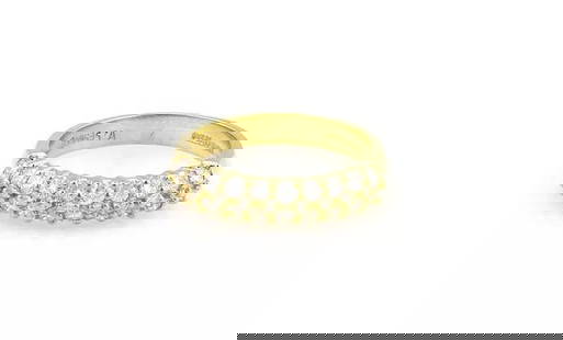 JOSE HESS 18K YELLOW GOLD 1.30CT 2 ROW DIAMOND DESIGNER BAND: JOSE HESS 18K YELLOW GOLD 1.30CT 2 ROW DIAMOND DESIGNER BAND Jose Hess 18K Yellow Gold 1.30ct 2 Row Diamond Designer Band This authentic Jose Hess piece is finely crafted from solid 18k yellow gold. I
