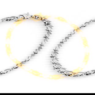BVLGARI BULGARI BRACELET 18K YELLOW GOLD & STEEL 2 TONE OVAL LINK 7.75": BVLGARI BULGARI BRACELET 18K YELLOW GOLD & STEEL 2 TONE OVAL LINK 7.75" Bvlgari Bulgari 18K Yellow Gold & Steel 2 Tone Oval Link Bracelet - 7.75" This authentic Bvlgari piece is finely crafted from so