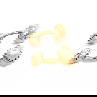 CARTIER 18K GOLD CUFFLINKS LOVE KNOT TRI-COLOR STUD STYLE: CARTIER 18K GOLD CUFFLINKS LOVE KNOT TRI-COLOR STUD STYLE This is an authentic pair of cufflinks by Cartier from the Trinity Collection featuring the love knot design crafted from 18k yellow, pink and