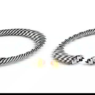 DAVID YURMAN CUFF BRACELET 925 STERLING 14K YELLOW GOLD & GEMS CABLE STYLE: DAVID YURMAN CUFF BRACELET 925 STERLING 14K YELLOW GOLD & GEMS CABLE STYLE David Yurman Citrine 925 Sterling 14k Yellow Gold Cable Cuff Bracelet Description This elegant authentic cuff bracelet is by