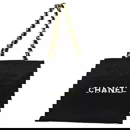 CHANEL BLACK NYLON SHOULDER TOTE BAG