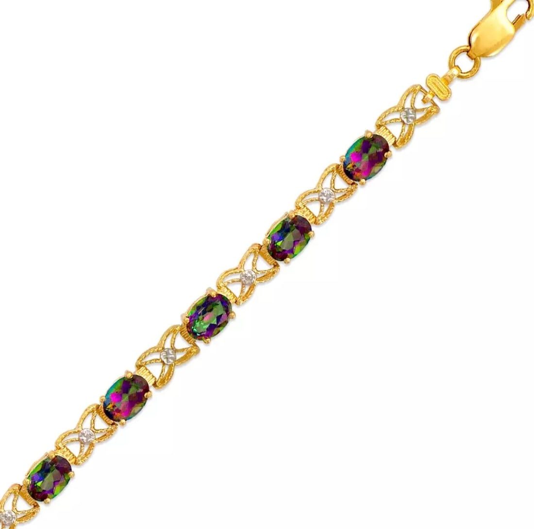NEW 14K YELLOW GOLD MYSTIC TOPAZ BRACELET (1 of 2)