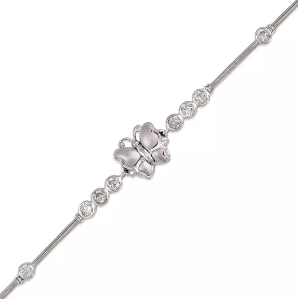 NEW 14K WHITE GOLD FANCY BUTTERFLY CZ BRACELET (1 of 2)