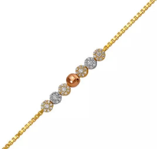 NEW 14K TRICOLOR GOLD LADIES HIGH POLISHED CZ BRACELET 5mm (1 of 2)