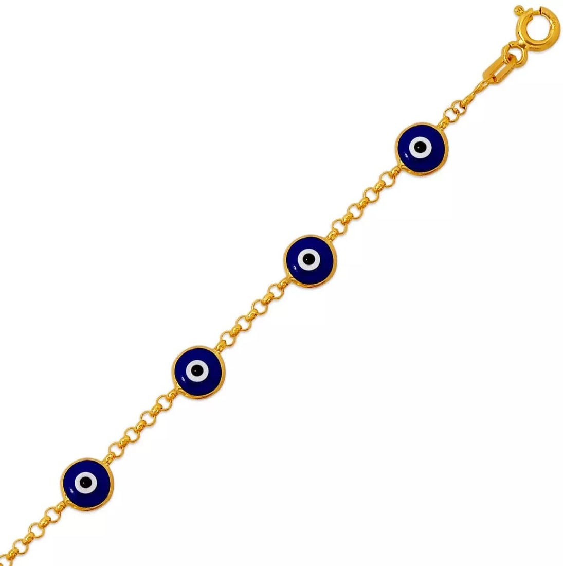 NEW 14K YELLOW GOLD EVIL EYE BRACELET 6mm (1 of 2)