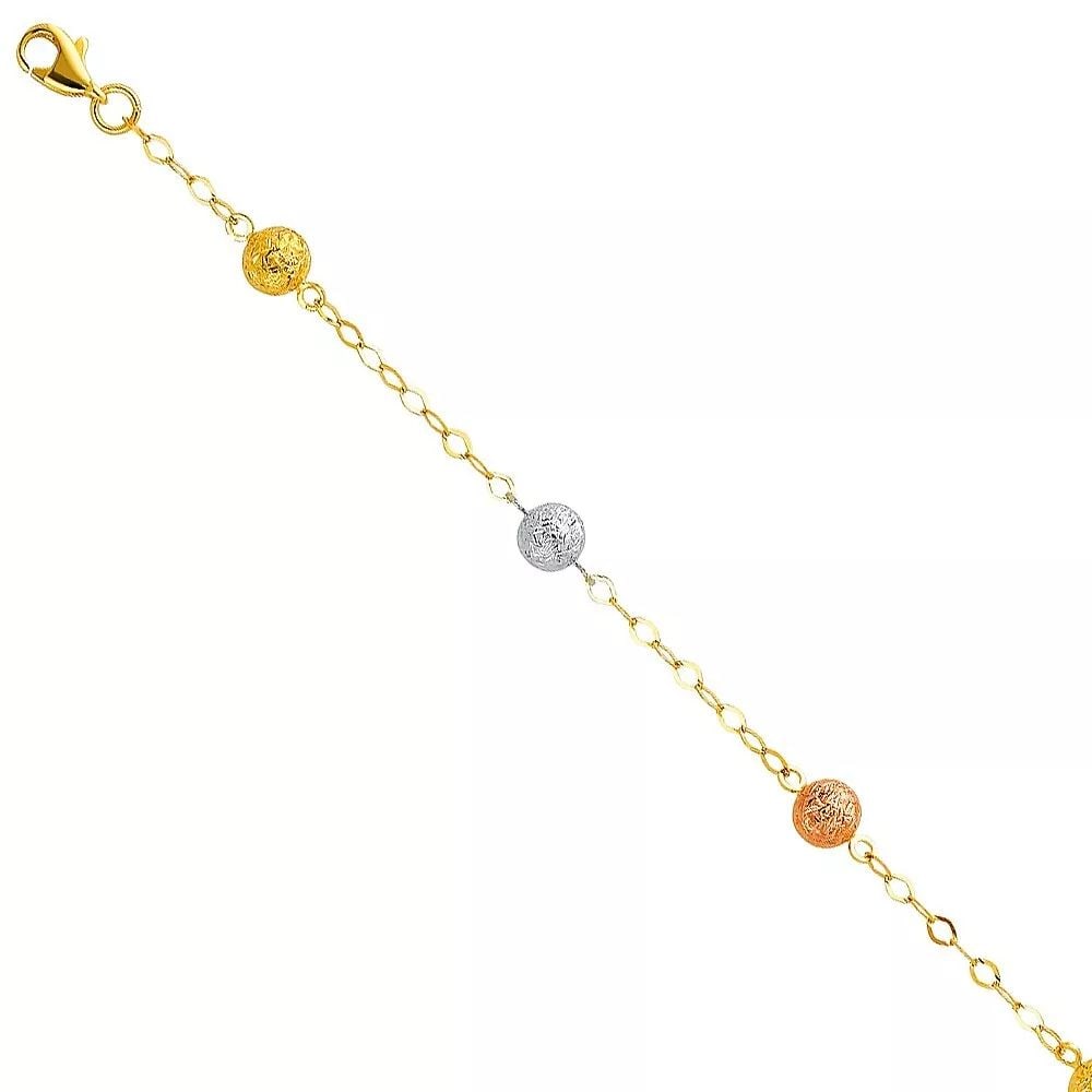 NEW 14K TRI COLOR GOLD LIGHT BRACELET WITH SNOW BALL (1 of 2)
