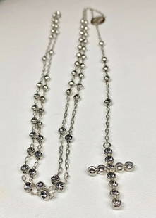 10K WHITE GOLD ROSARY (MADE IN ITALY) 32 INCHES: 10K WHITE GOLD ROSARY (MADE IN ITALY) 32 INCHES 10k White Gold Rosary (Made in Italy) You are bidding on a pre-owned 10k White Gold Rosary (Made in Italy). The rosary has minor scuffs and scratches fr