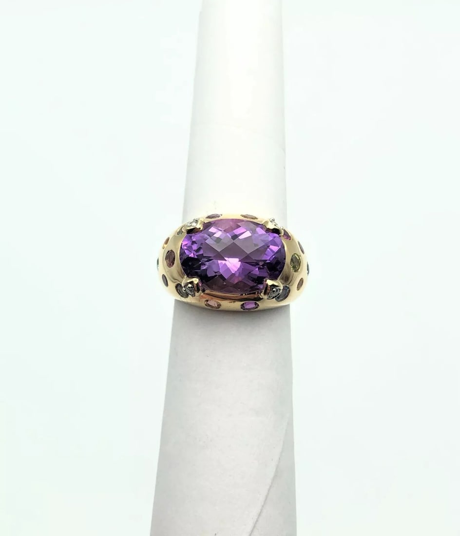 14K GOLD RING WITH MULTI-STONE RING (SIZE: 6) (1 of 2)