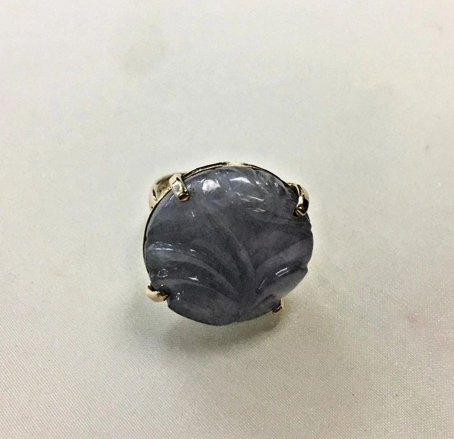 14K YELLOW GOLD RING WITH LAVENDER JADEITE SIZE 5.5 (1 of 2)