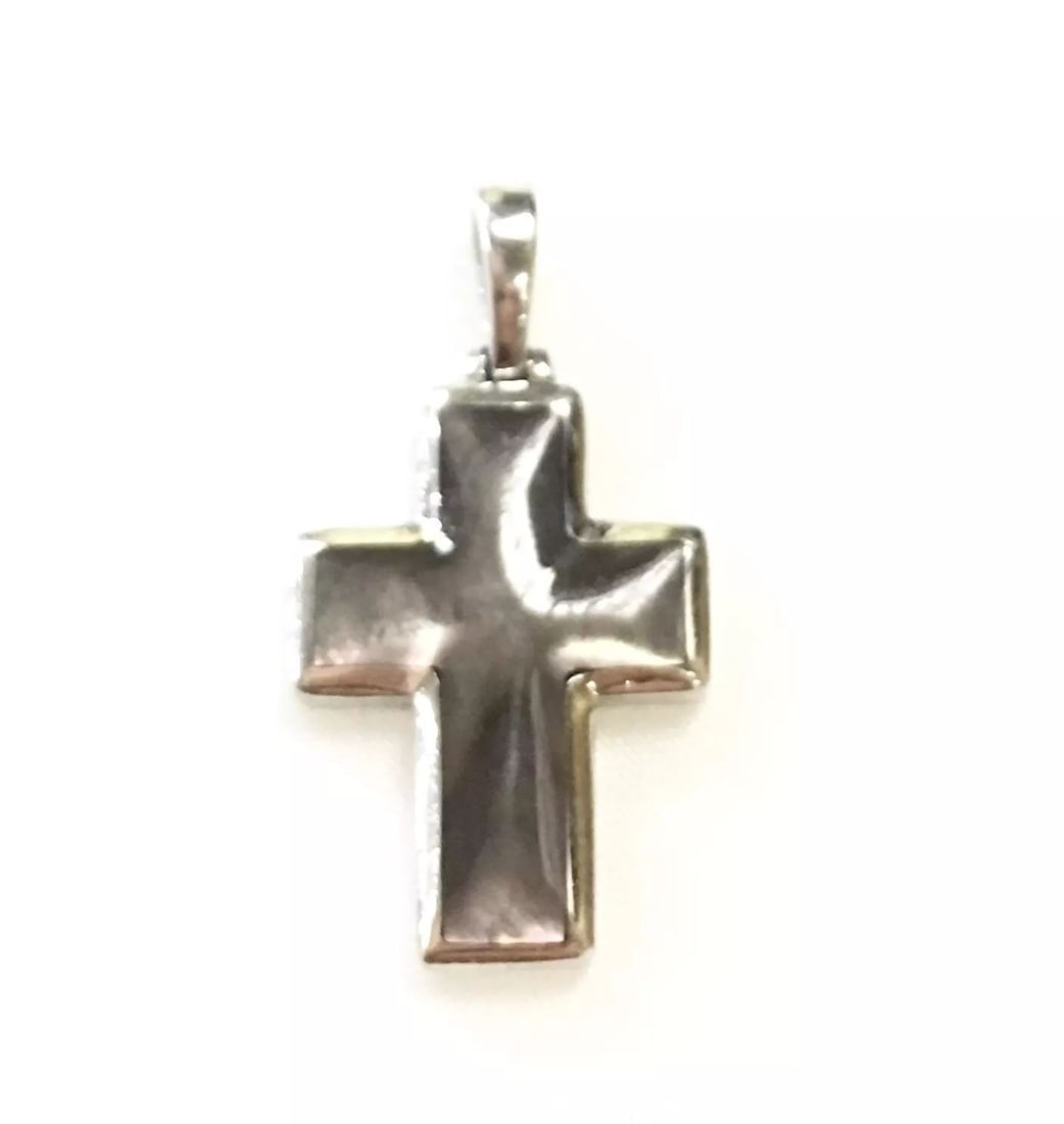 14K WHITE GOLD KABANA CROSS PENDANT WITH MOTHER OF PEARL (1 of 2)