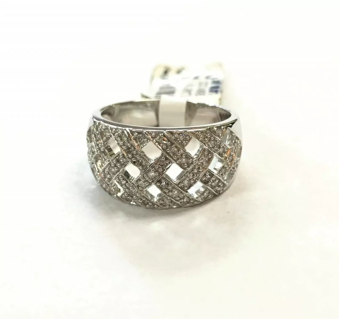 14K WHITE GOLD RING WITH DIAMONDS (SIZE: 7) (1 of 2)