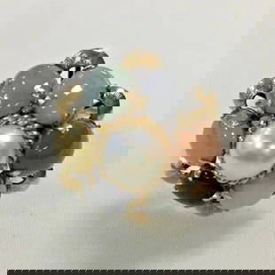 14K YELLOW GOLD RING WITH A PEARL AND GEMSTONE CLUSTER SIZE 6 3/4: 14K YELLOW GOLD RING WITH A PEARL AND GEMSTONE CLUSTER SIZE 6 3/4 14k Yellow Gold Ring with a Pearl and Gemstone Cluster size 6 3/4 You are bidding on a 14k Yellow Gold Ring with a Pearl and Gemstone