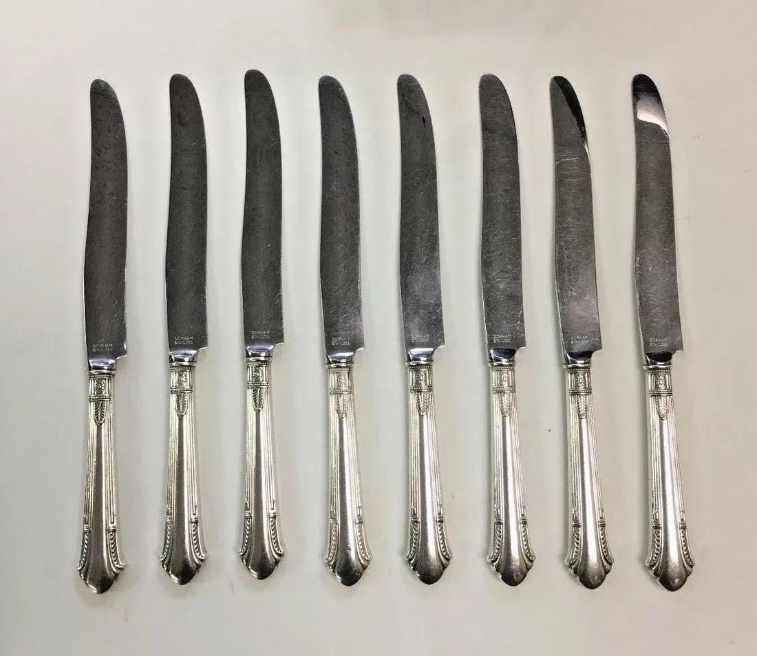 GORHAM SILVERWARE 8 PIECE KNIFE SET STERLING AND STAINLESS STEEL (1 of 2)
