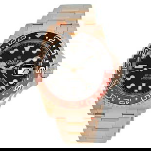 ROLEX 18K ROSE GOLD GMT MASTER II ROOTBEER 126715CHNR BOX WARRANTY MINTY 2023: ROLEX 18K ROSE GOLD GMT MASTER II ROOTBEER 126715CHNR BOX WARRANTY MINTY 2023 ROLEX 18K Rose Gold 40mm GMT Master II Rootbeer Ceramic Bezel 40mm 126715CHNR Box Warranty 2023 Pre-Owned Gent's 18K Rose