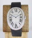 CARTIER BAIGNOIRE 18K WHITE GOLD 44MM X 32MM DIAMOND BEZEL WATCH WB520009