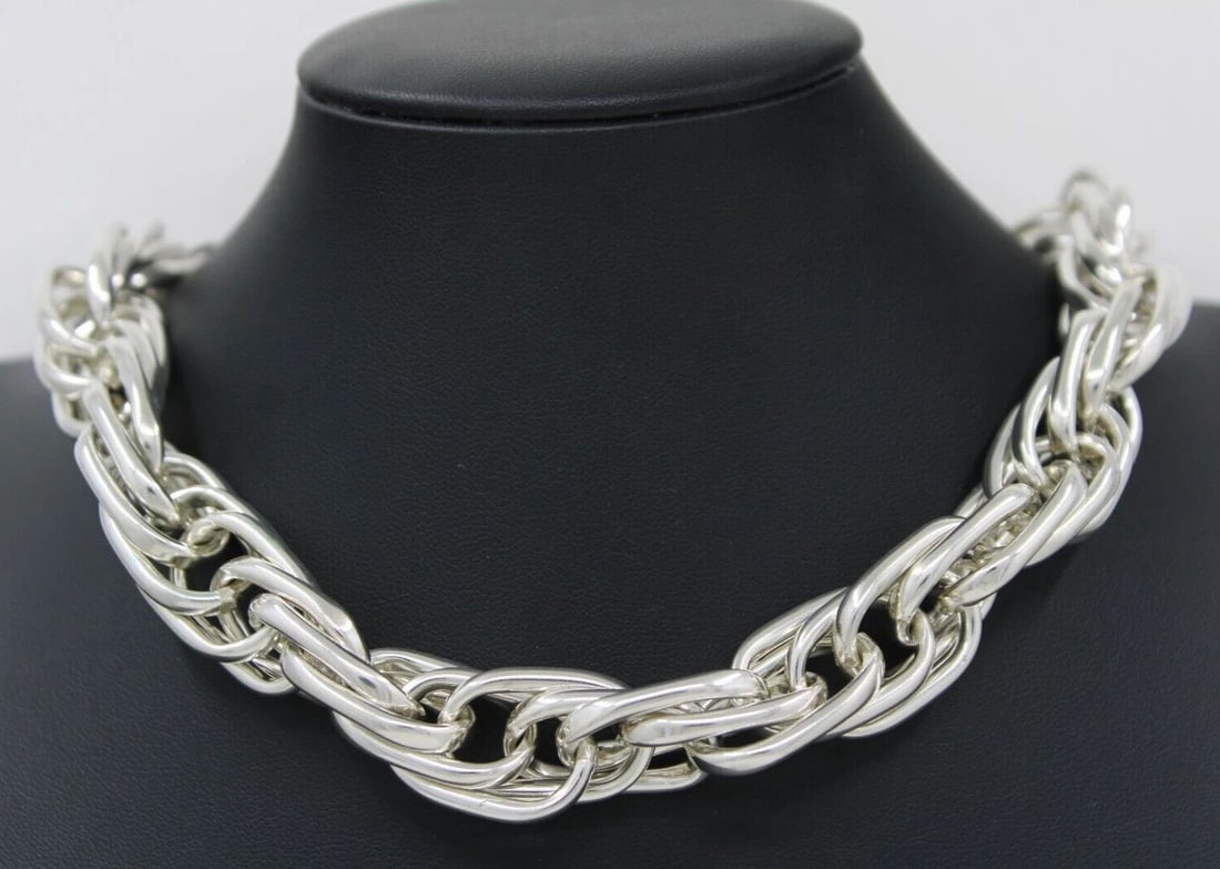 STERLING SILVER .925 16.25MM MULTI-LINK 18" NECKLACE 112.3 GRAMS (1 of 2)
