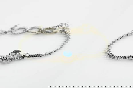 VINTAGE SARDA STERLING SILVER BLUE TOPAZ BRACELET TOGGLE CLASP 7.5": VINTAGE SARDA STERLING SILVER BLUE TOPAZ BRACELET TOGGLE CLASP 7.5" Description Vintage Sarda Sterling Silver Blue Topaz Bracelet Toggle Clasp The bracelet is in great condition. May show signs of wea