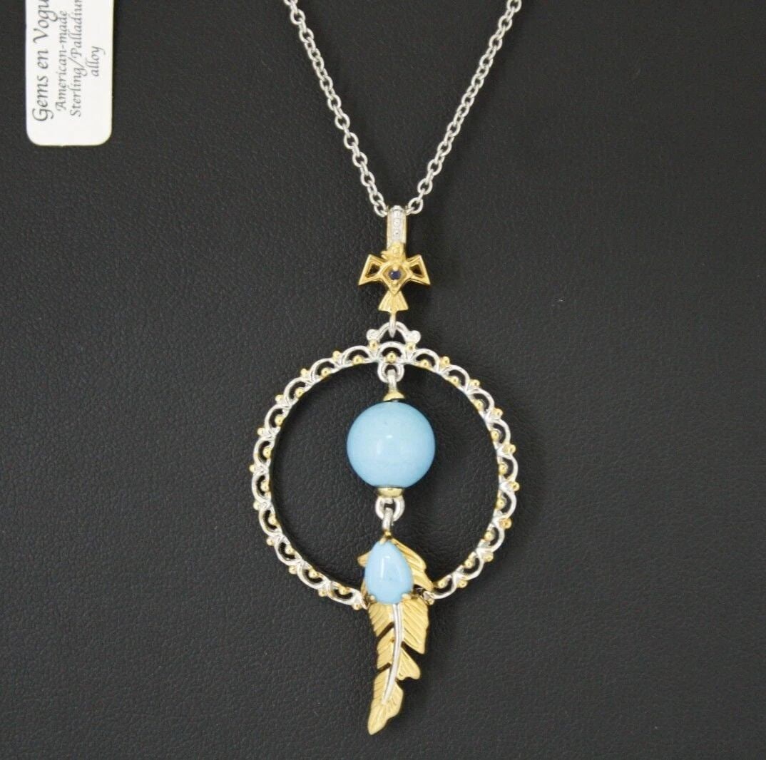 MICHAEL VALITUTTI STERLING TURQUOISE DREAM CATCHER PENDANT W/ 18" NECKLACE (1 of 2)