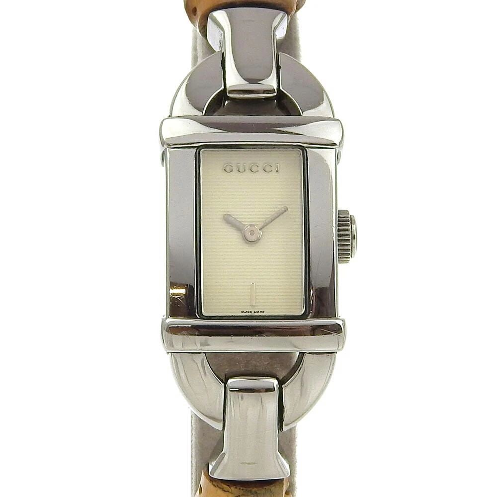 GUCCI 6800L SWISS MADE ANALOG DISPLAY OFF WHITE DIAL LADIES (1 of 2)