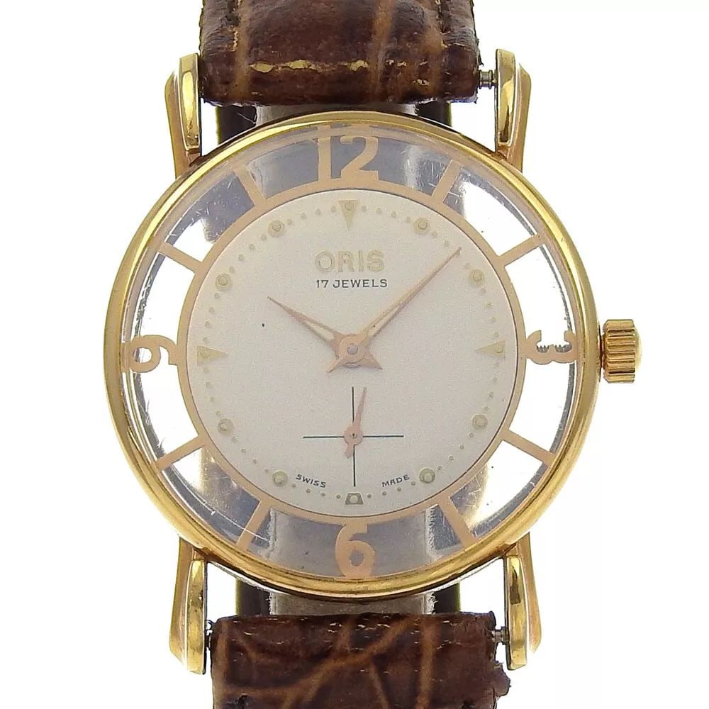 ORIS SKELETON VINTAGE SWISS MADE MANUAL WINDING GOLD DIAL MEN'S (1 of 2)