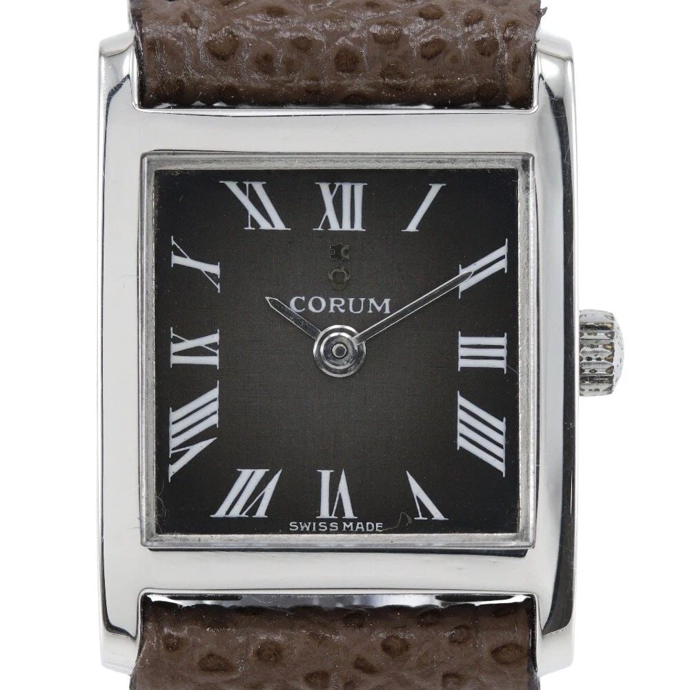 CORUM CAL.97078 15485 STAINLESS STEEL X LEATHER BLACK LADIES (1 of 2)