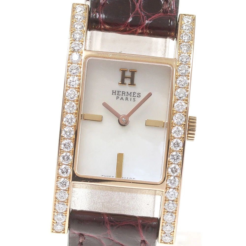HERMES AC1.271 ALCOR K18PG SIDE DIAMOND QUARTZ LADIES WATCH (1 of 2)