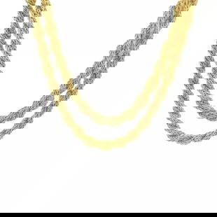 VINTAGE SILK ROPE GOLD NECKLACE 18K YELLOW TEXTURED SPIGA LINKS STYLE 39" L: VINTAGE SILK ROPE GOLD NECKLACE 18K YELLOW TEXTURED SPIGA LINKS STYLE 39" L This is a fabulous long chain necklace, it is crafted from 18k yellow gold featuring a double textured Spiga/wheat link chai