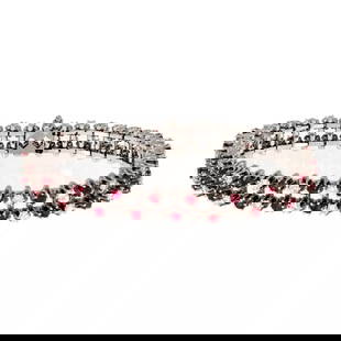 ESTATE DIAMOND RUBY BRACELET 14K WHITE GOLD 2 ROW TENNIS STYLE: ESTATE DIAMOND RUBY BRACELET 14K WHITE GOLD 2 ROW TENNIS STYLE Estate Diamond Ruby 14k White Gold 2 Row Tennis Bracelet Description A gorgeous double row tennis bracelet, crafted from 14k white gold f