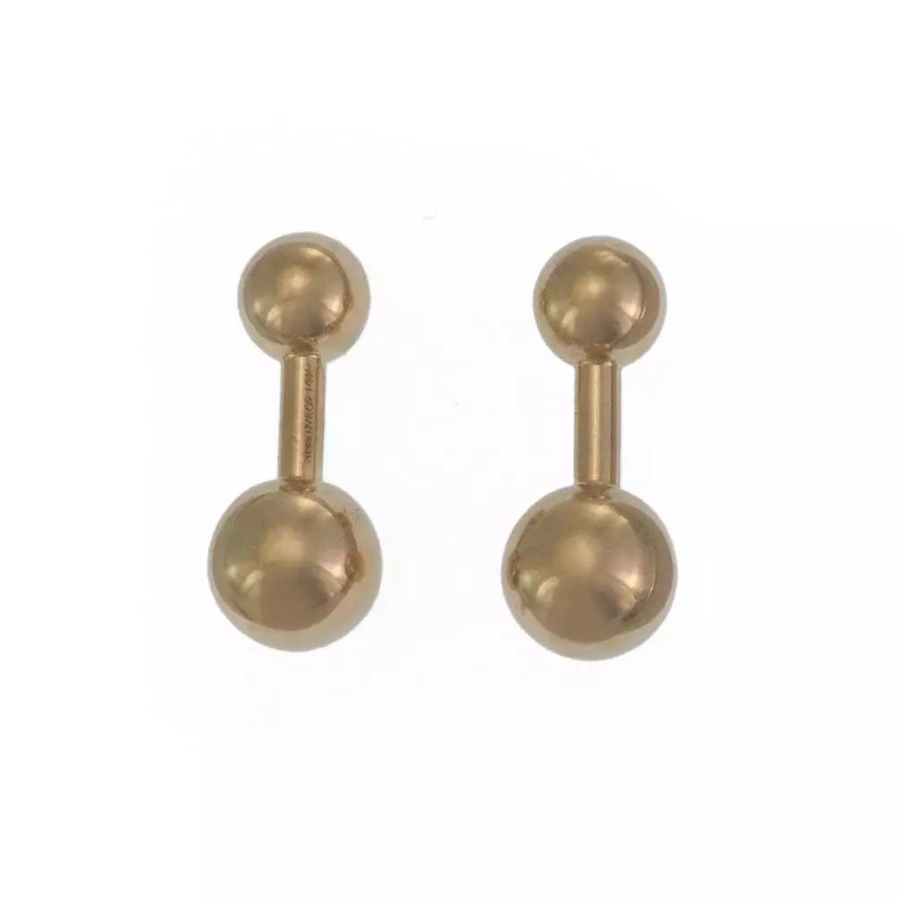 TIFFANY & CO. CUFF LINKS VINTAGE 14K YELLOW GOLD 12MM BALL STUD (1 of 2)