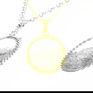 DIAMOND LOCKET PENDANT ROUND 14K GOLD & GOLD FILLED NECKLACE SHAKER: DIAMOND LOCKET PENDANT ROUND 14K GOLD & GOLD FILLED NECKLACE SHAKER This is a beautiful round shaker pendant and chain necklace. The chain in 14k solid gold oval link with lobster clasp. The round sha