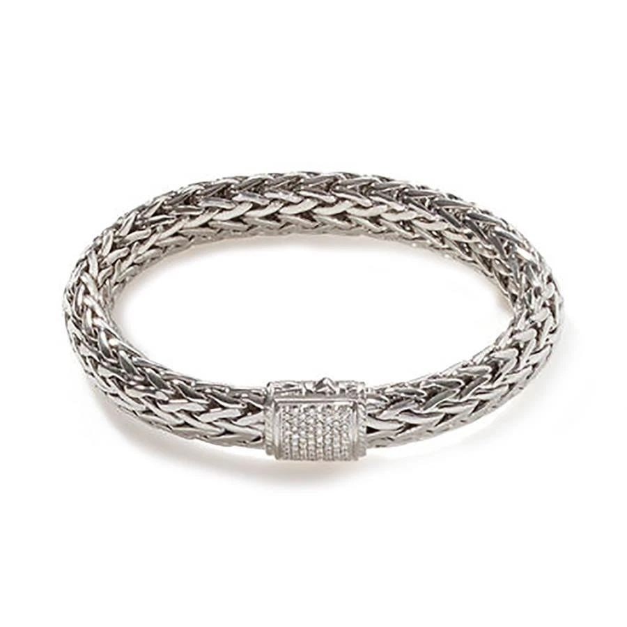 JOHN HARDY MEN'S BRACELET DIAMOND SILVER 8MM WOVEN WHEAT (1 of 2)