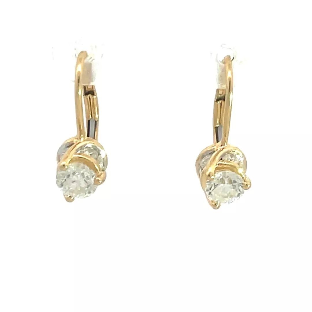 DIAMOND GOLD DROP EARRINGS 14K YELLOW SOLITAIRE W/ACCENT (1 of 2)
