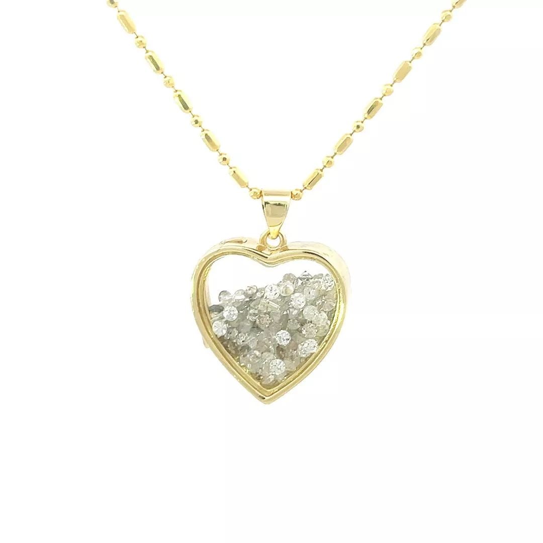 DIAMOND GOLD HEART LOCKET PENDANT 14K GOLD & GOLD FILLED 4CARAT KEEPSAKE SHAKER (1 of 2)