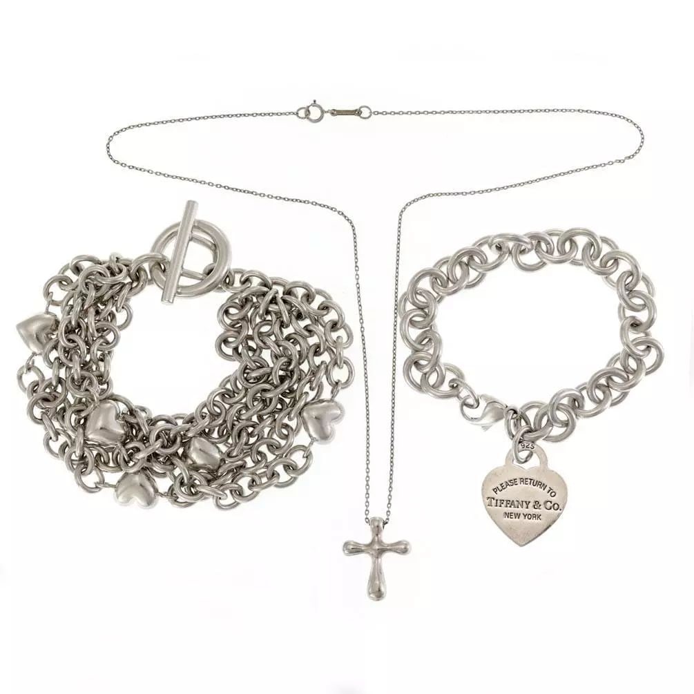 TIFFANY & CO STERLING SILVER SET OF 3 MIXED NECKLACE & BRACELET LIQUIDATION (1 of 2)