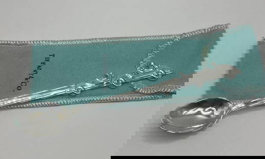 TIFFANY & CO. STERLING SILVER RACE CAR BABY SPOON: TIFFANY & CO. STERLING SILVER RACE CAR BABY SPOON
