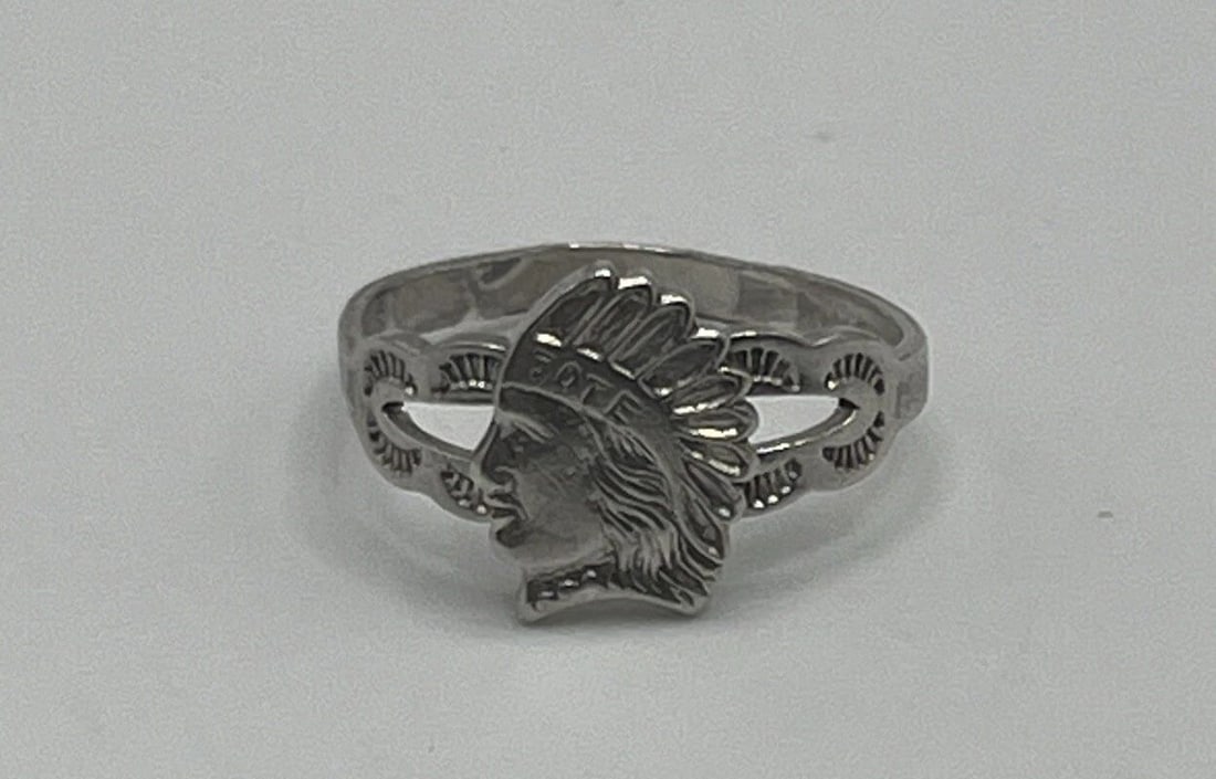 STERLING SILVER NATIVE AMERICAN INDIAN HEAD RING SIZE 5.25 (1 of 2)