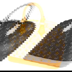 LOUIS VUITTON ALMA HANDBAG MONOGRAM: OUTSIDE: AB: Scuffs, scratches, dirt, suntanned and stains on the leather parts. Corner has scuff. INSIDE: AB : Dirt S : New or new without a tag. SA : Excellent condition. A : Good condition with min