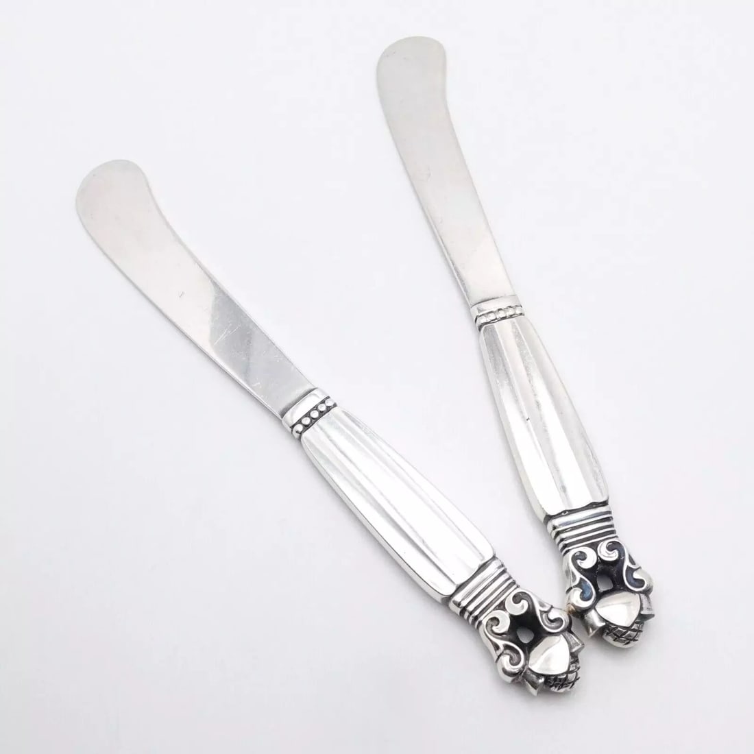 GEORG JENSEN JOHAN ROHDE STERLING SILVER ACORN BUTTER KNIFE 5.9" (1 of 2)