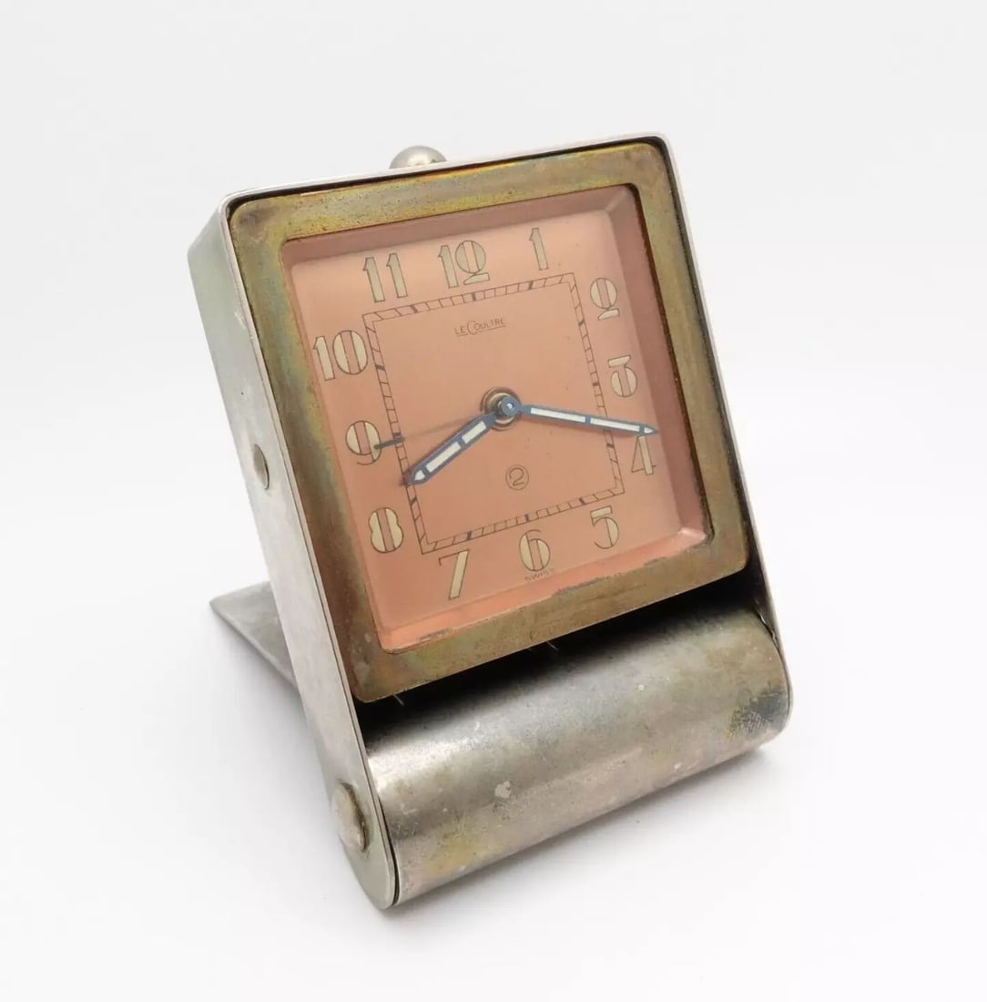 JAEGER-LECOULTRE 2 DAYS SILVER FOLDING ALARM DESK TRAVEL CLOCK (1 of 2)