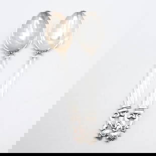 GEORG JENSEN JOHAN ROHDE STERLING SILVER ACORN MEDIUM TEASPOON 5.75": GEORG JENSEN JOHAN ROHDE STERLING SILVER ACORN MEDIUM TEASPOON 5.75" Vintage Georg Jensen Design by Johan Rohde Sterling Silver Acorn Pattern Medium Teaspoon Length - 5.75" Est. Retail - $175 USD per