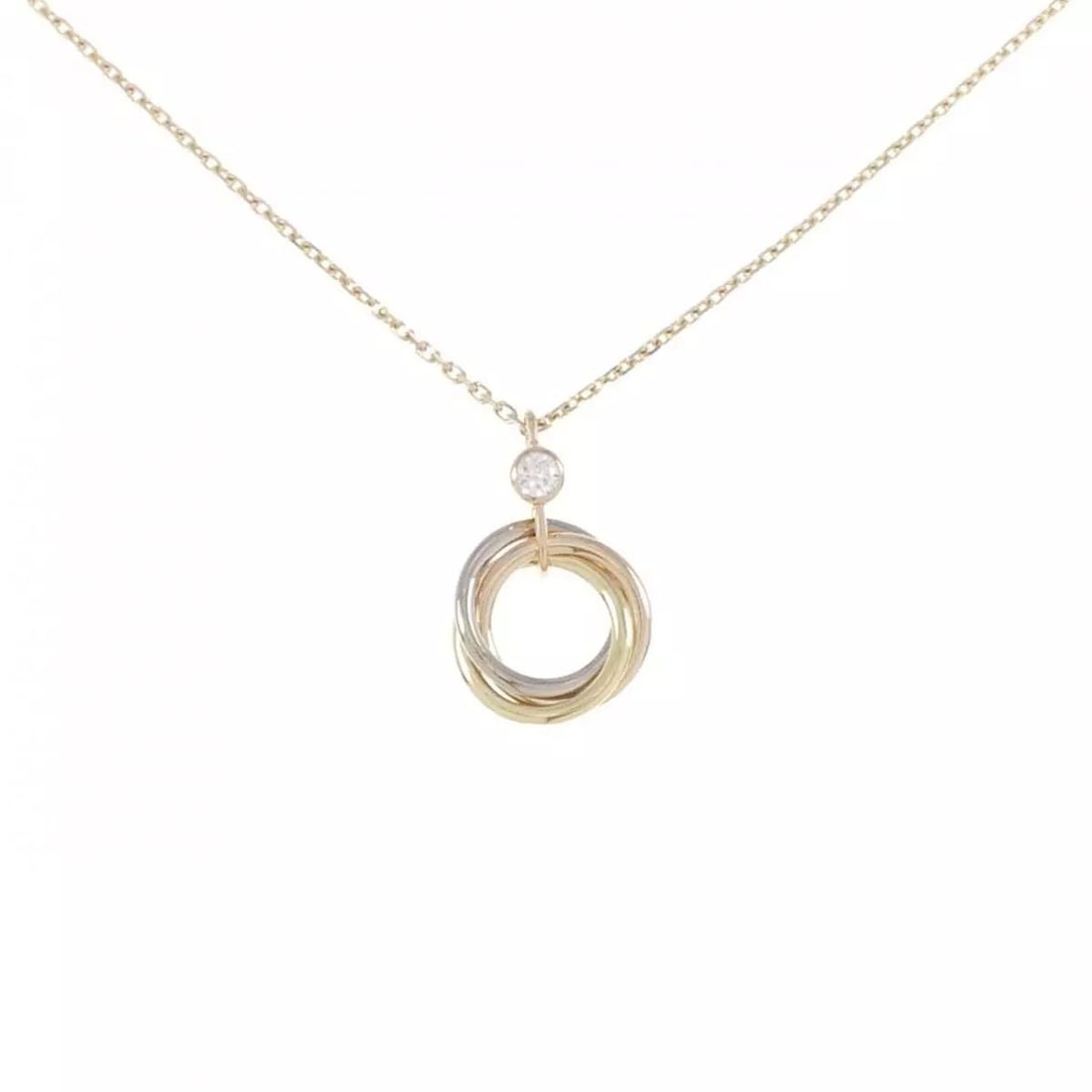 CARTIER TRINITY NECKLACE 750 YG/WG/PG DIAMOND 38?40CM 3.0G NEWLY FINISHED (1 of 2)