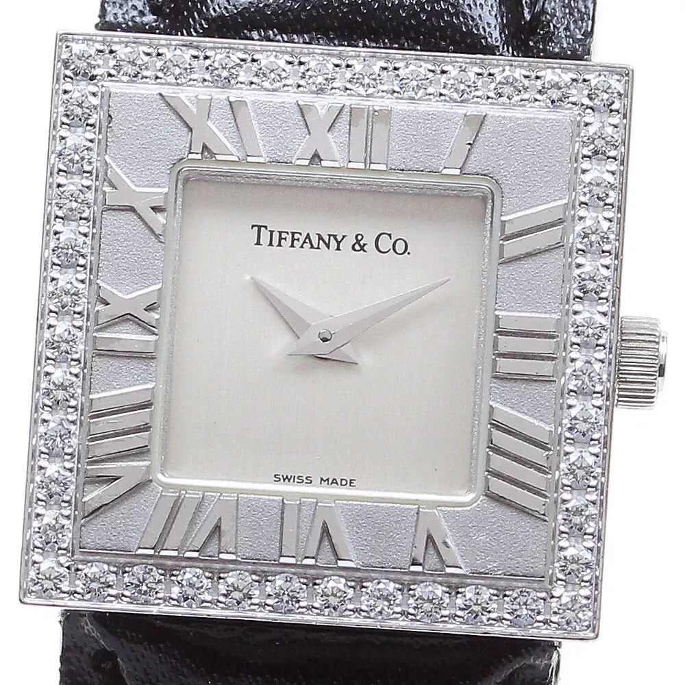 TIFFANY&CO. ATLAS K18WG DIAMOND BEZEL QUARTZ LADIES WATCH (1 of 2)