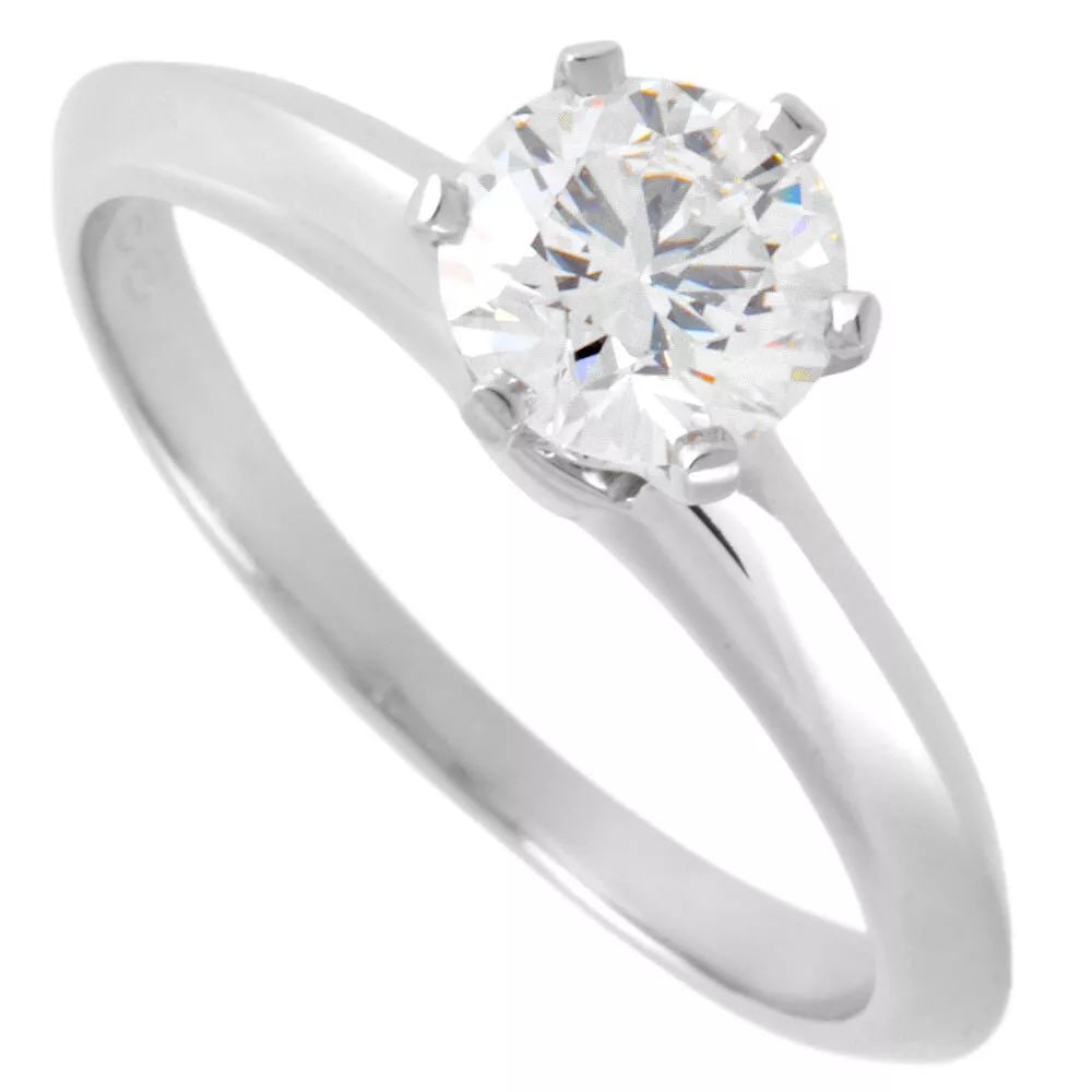 TIFFANY & CO. SOLITAIRE DIAMOND US SIZE NO. 5.5-6 PT950 RING PRE OWNED (1 of 2)