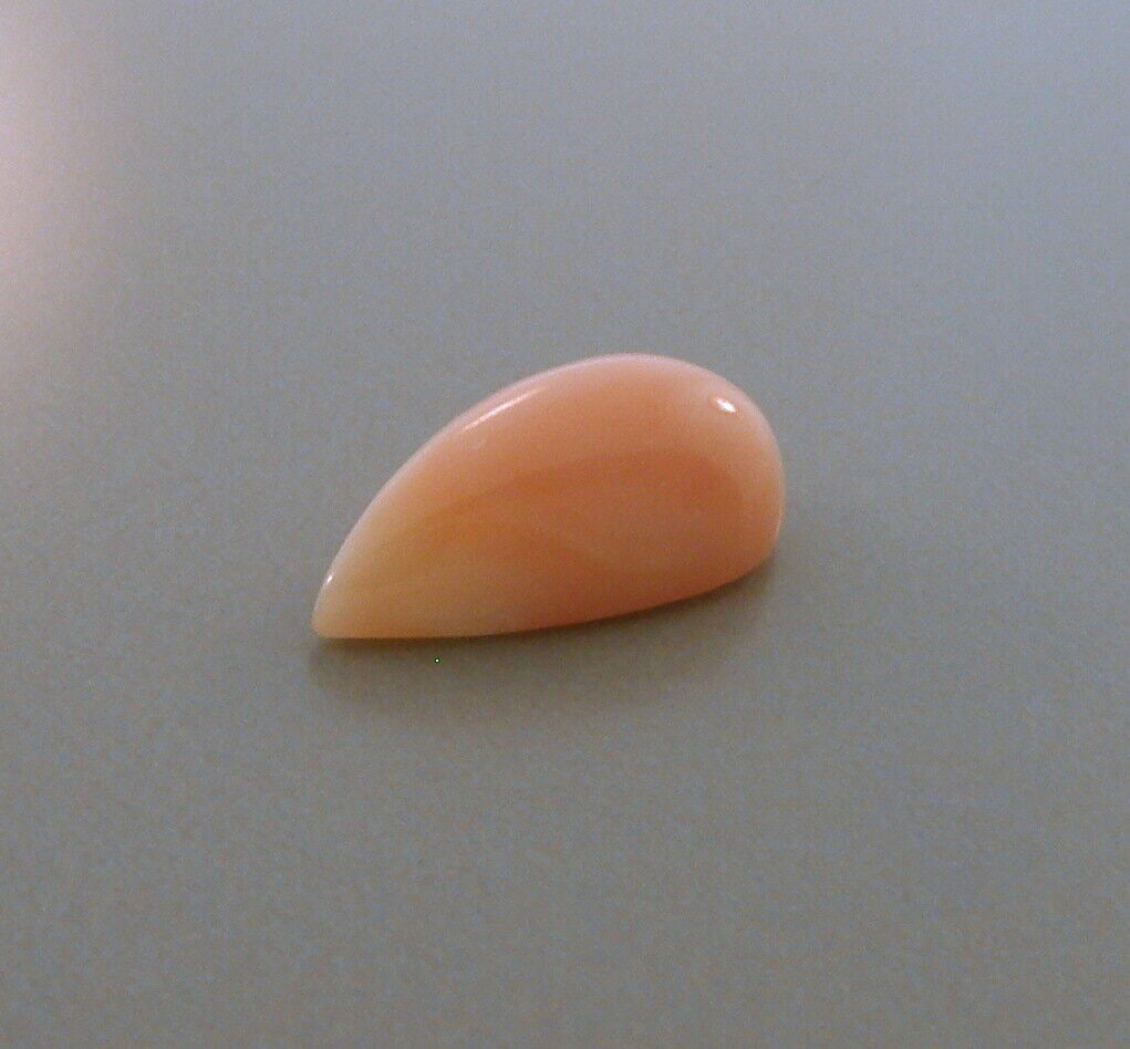VINTAGE NATURAL PEAR CABOCHON PINK BLUSH CORAL 16x8mm - 5ct (1 of 2)