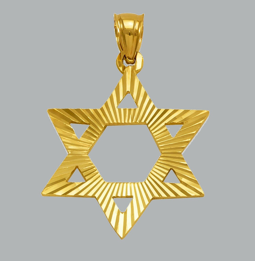 NEW 14K YELLOW GOLD STAR OF DAVID PENDANT / CHARM LARGE (1 of 1)