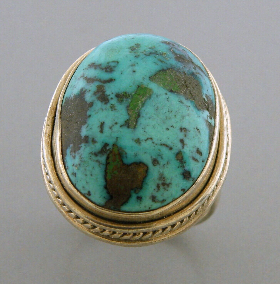 VINTAGE SOUTHWESTERN STERLING SILVER CABOCHON TURQUOISE RING (1 of 2)