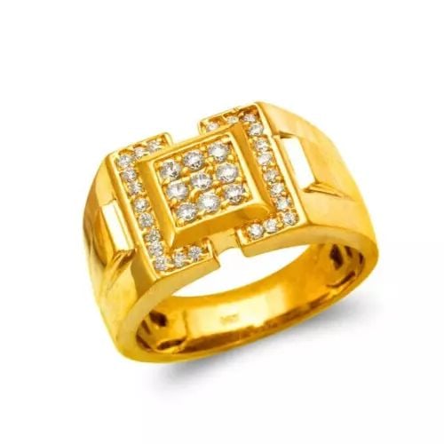 NEW 14K YELLOW GOLD MEN'S CLUSTER CZ RING (1 of 2)