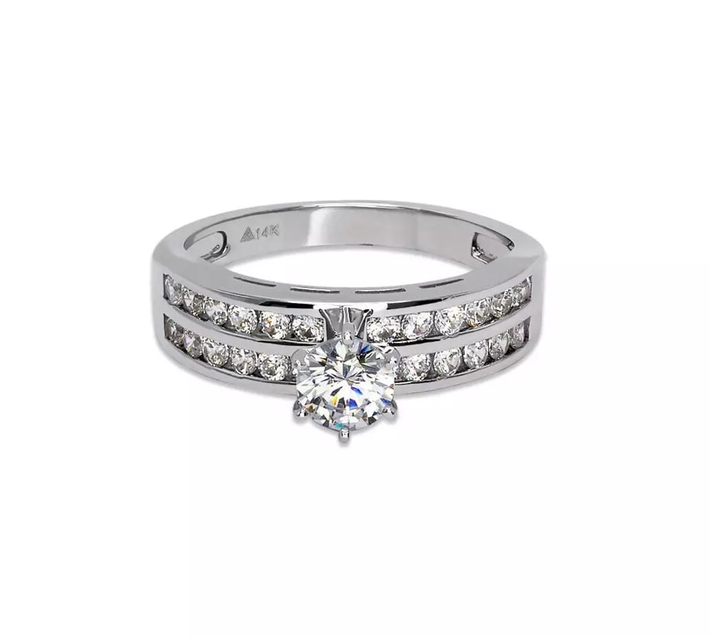 NEW 14K WHITE GOLD LADIES FANCY SOLITAIRE CZ RING (1 of 2)